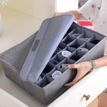 Grey Foldable Sock Organizer for Small Homes