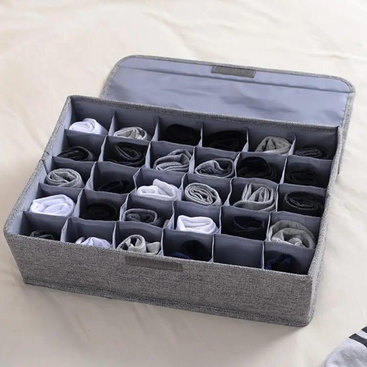 Grey Foldable Sock Organizer for Small Homes
