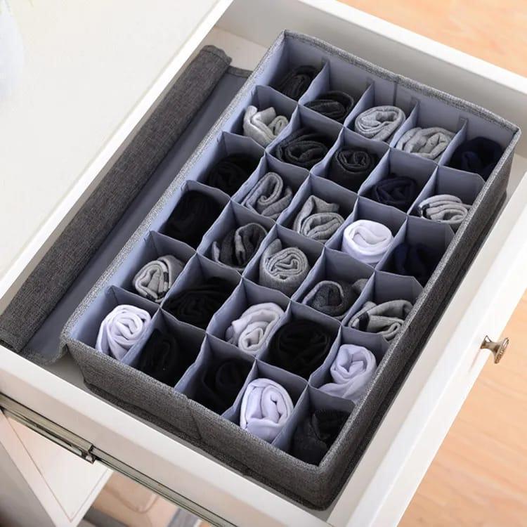 Grey Foldable Sock Organizer for Small Homes