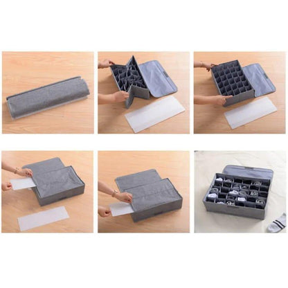 Grey Foldable Sock Organizer for Small Homes