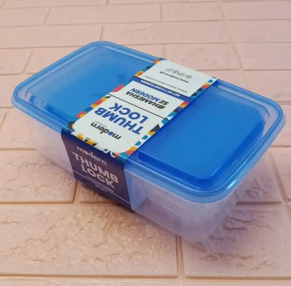 7-Piece Airtight Thumb Lock Food Containers Blue