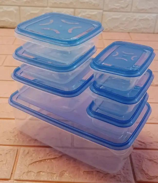 7-Piece Airtight Thumb Lock Food Containers Blue