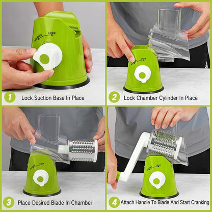 Green Manual Vegetable Grater Cutter BPA Free Easy Clean
